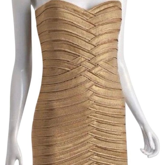 BCBGMaxAzria Dresses & Skirts - BCBGMAXAZRIA Gold bandeau dress